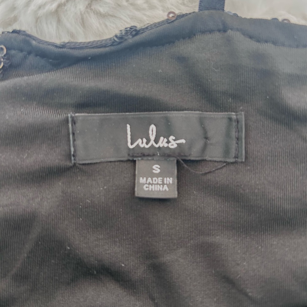 Lulu's Black Beaded Sequin Chevron Midi Dress - Picture 9 of 11